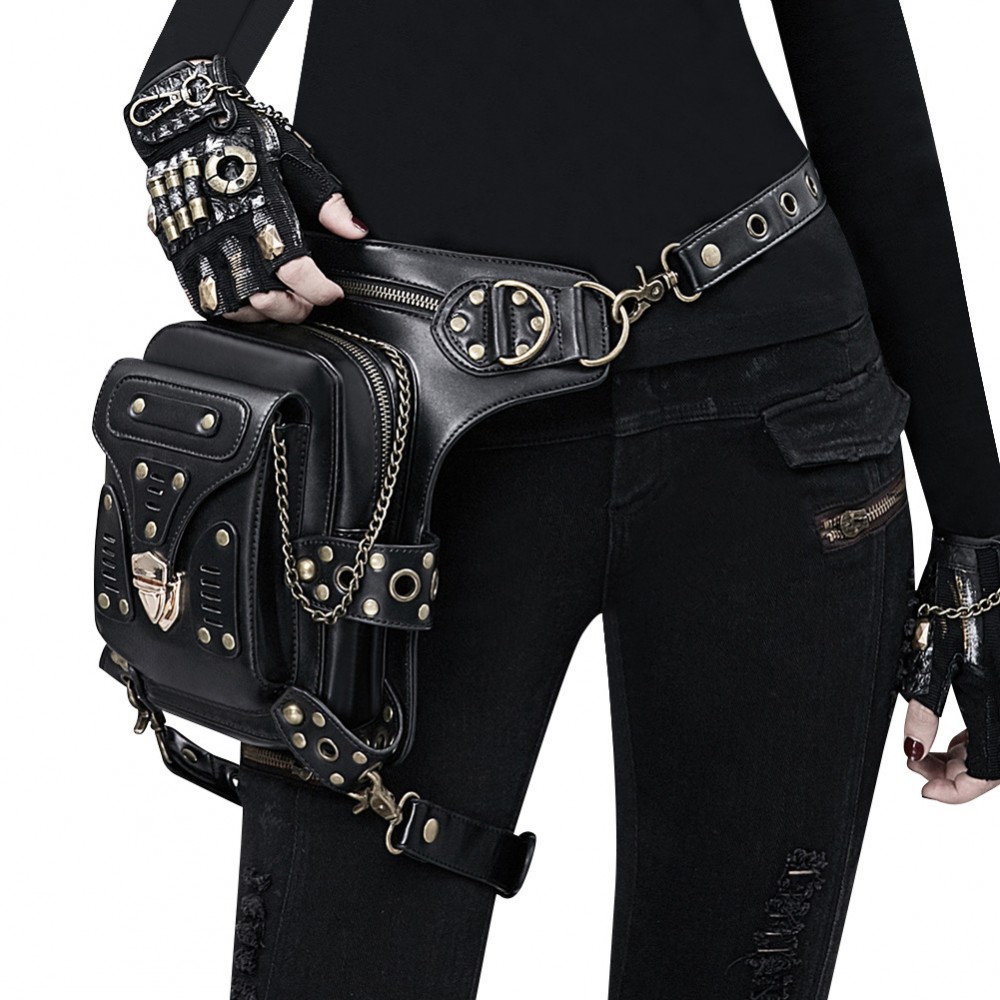 Amazon.com: Wendingstan Rock Leather & Vintage Gothic Retro Steampunk  Handbag Victorian Style Shoulder Waist Bag Black, Medium : Clothing, Shoes  & Jewelry