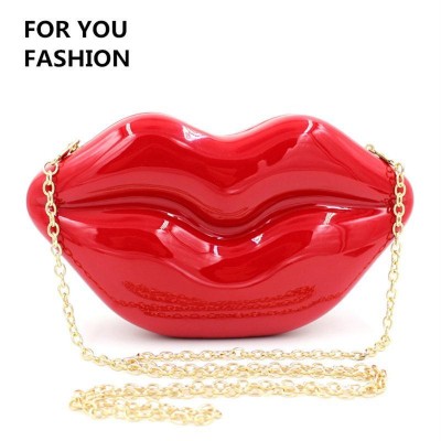 Sexy Bags Women Red Lip Shape Evening Messenger Bags Purses Women Clutch Vintage Banquet Party Shoulder Bag Chain Women Sexy Handbag