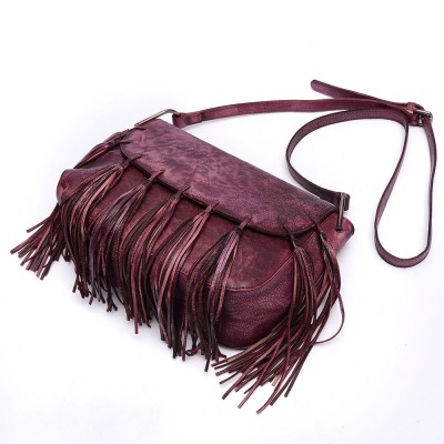 2019 New Real Genuine Leather Womens Messenger Vintage Shoulder Bag Female Cross-body Soft Casual Tassel Bags Small Satchel 