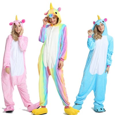 Adult Kigurumi Onesie Men Women Unicorn Sleepwear Pajama Soft Fancy Anime Unicornio Pijima Overall Animal Nightwear