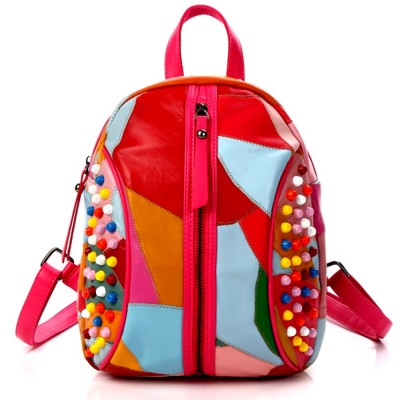 2019 NEW Small backpack women fashion Genuine Leather backpack Colorful punk style backpack for girls teens