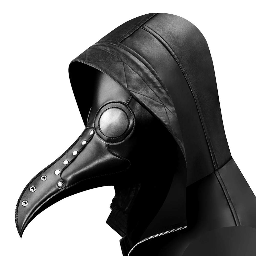 Halloween Gothic Black PU Beak Mask Steampunk Plague Doctor Retro Cool Bird Mouth Mask Masquerade Party Cosplay Props
