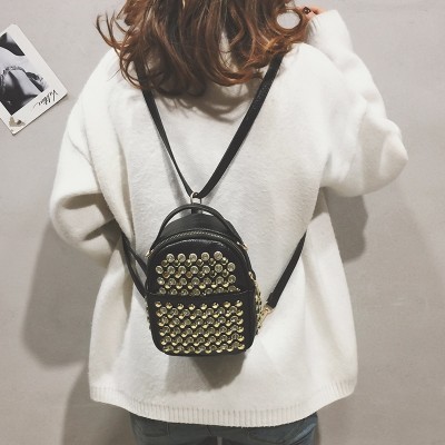 Fashion Cute Womens bag Women Backpack Female Mini Backpack Diamonds Rivet shoulder bag PU Leather Female Backpacks For Girls