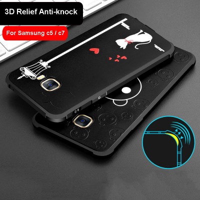 3D pattern Silicone Anti-knock Phone Case For Samsung GALAXY C5 C5000 Coque Shell Samsung GALAXY C7 C7000 case