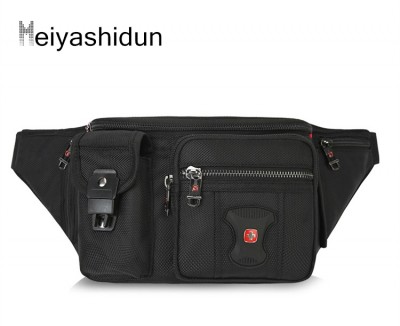Leather Fanny Pack Brand Casual Men Waist Pack Oxford Waist Belt Bag Travel For Mobile Phone Fanny Packs Coin Black Purse