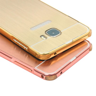 For Samsung Galaxy C 7 C7000 Phone Case Plating Metal Frame Cover with Brushed Back Cover Hard Case for Samsung Galaxy C7 5.7"
