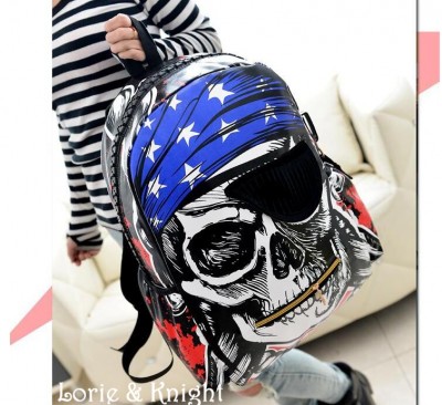 Gothic Pirate Skull Print Backpack Fashion School Bag for Boys and Girls