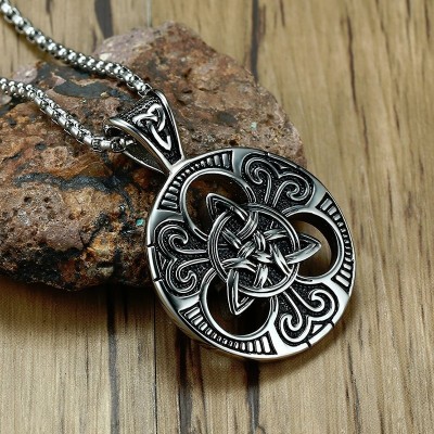 Mens Lrish Celtics Trinitys Knot Pendant Necklace for Men Stainless Steel Unisex Vintage Gotycki Male Jewelry