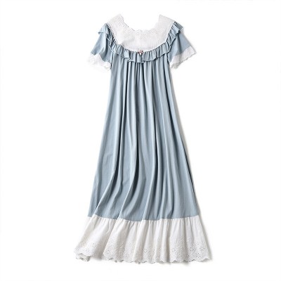 short sleeve long cotton nightgown
