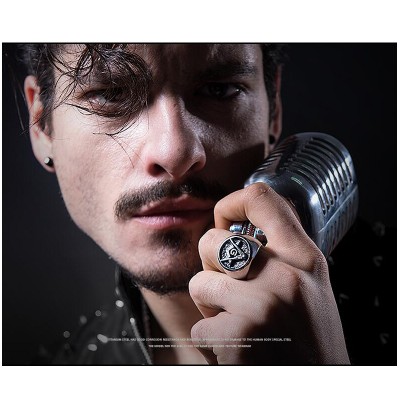 Mens Signet Rings 316L Stainless Steel Ring Vintage Freemason Masonic Ring for Men Jewelry anel masculino US Size 6-13