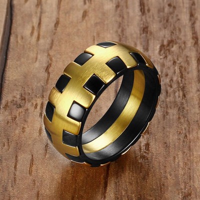 Men Rings Stainless Steel Dome Wedding Bands Trendy Hiphop Style Male Fashion Jewelry Black Gold Color anel masculino bague