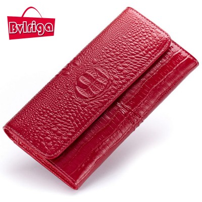 BVLRIGA Genuine leather bag lady purse women bag long wallet famous brands designer high quality crocodile clutch women wallets 