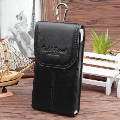 Leather Fanny Pack 100% Cowhide Male Waist Bags Vintage Black Fanny Pack Pouch Belt Bag Cell Phone Bag