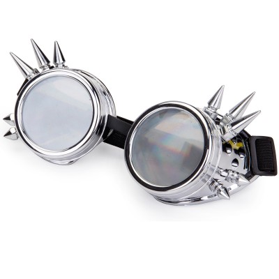 FLORATA Diffraction Lens Rivet Steampunk Goggles Rave Festival Party EDM Glasses Cosplay Punk Vintage Eyewear