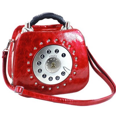 Fashion Unique Telephone Shaped Handbags with Chain Strap Popular Womens Shoulder Crossbody Bags Unique Cartoon Cute Messenger Bags