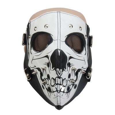 Plague Mask Steampunk Plague Doctor Mask PU Leather Skull Full Face Mask Punk Motorcycle Biker Cosplay Mask Breathable Anti-Dust Sports Women Men Hip Hop Rivets Mask