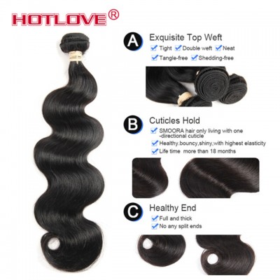 Brazilian Human Hair Bundles with Frontal Body Wave Hair 3 Bundles With 13x4 Lace Frontal 100% Unprocessed Human Hair Extensions