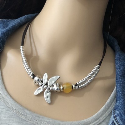 Brand Creative Design Top Quality Charms Choker Dragonfly Statement Necklace For Women Female Mothers' Day Gift LOW0020AN