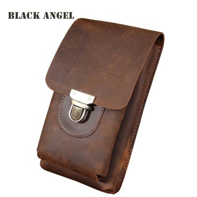 Leather Fanny Pack Vintage Genuine Leather waist pack bag cowhide leather men casual phone bag small fanny belt bag