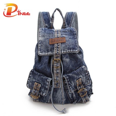 American apparel denim backpack Casual School Bags Woman Shoulder Bag Canvas Backpacks For Teenage Girls Vintage Rucksack Travel Bag black blue denim backpack