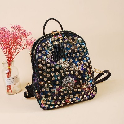 2019 New Fashion Cute Women Backpacks Causal bags High Quality Rivet Female shoulder bag PU Leather Diamonds small Backpacks for Girls