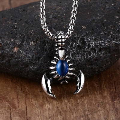 Mens Stainless Steel  Vintage Tribal Scorpion Pendant Necklace for Men Punk Rock Gothic Biker Jewelry with 24 inch Chain