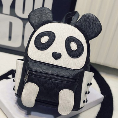 Women PU Leather Backpack Cute Cartoon Panda School Bags For Teenager Girls Kawaii Children Backpacks Causal Travel Bags 