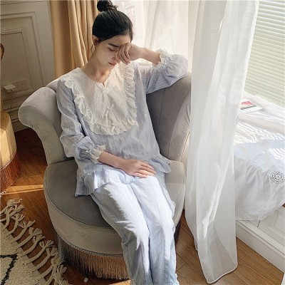 Pajamas Suit Women Princess Sweet Pyjamas Fairy Femme Pajama Sets Autumn Long Sleeve Cotton Lovely Pyjama Sleep Lounge