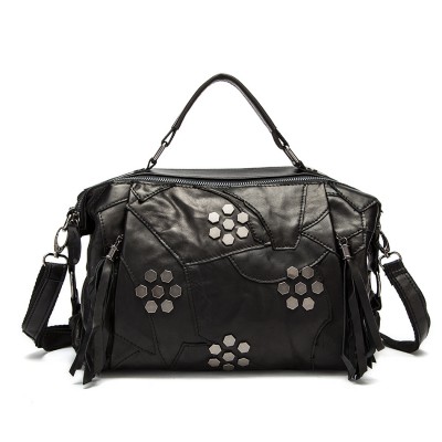 Messenger Bag Fashion Sheepskin Tassel Rivet Handbag Genuine Leather Totes Luxury Handbags Women Bags Designer Bolsa Feminina 
