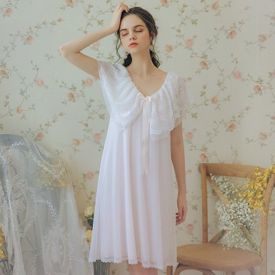 Summer Nightwear Dress Woman Lace Princess Sweet Sleepwear Nighty Sleeveless Nightgown Women