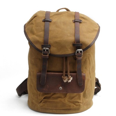 High Quality Vintage Fashion Casual Canvas Crazy Horse Leather Women Men Backpack Rucksack Shoulder Bag Bags For Men Women 