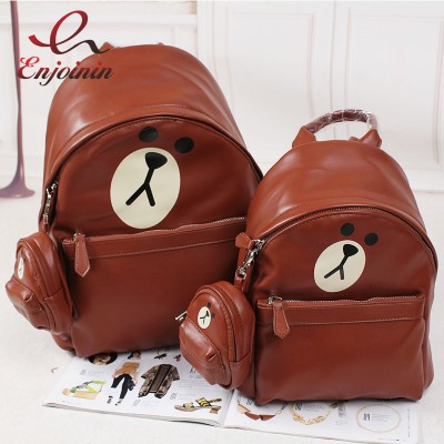 High quality fashion cartoon shape teddy bear rabbit chicken backpack casual ladies school bags pu leather bag large  small 