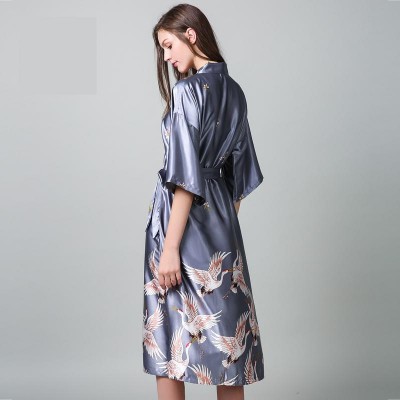 New Butterfly Ladies Cotton Robe Women Summer Casual Home Dress Nightgown Sleepwear Long Bathrobe Elegant Wedding Robesnr128