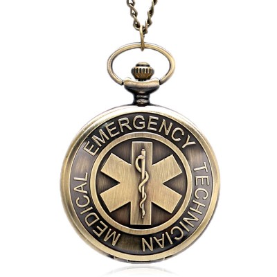 Antique EMT Design Quartz Full Hunter Emergency Medical Technician Necklace Chain Nurse Doctor Pocket Watch Best Gifts