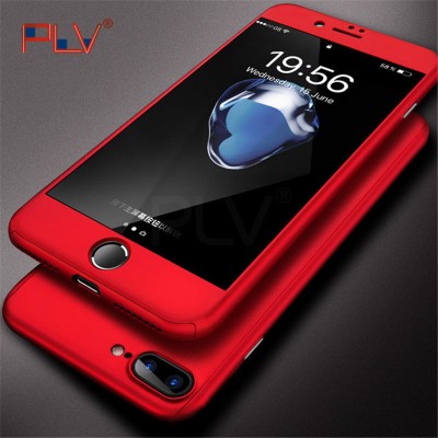 PLV 360 Case For iPhone 6 6s 7 Plus Case Shockproof Slim Cover Full Degree Protective Tempered Glass For iPhone 5 5s 8 8 Plus X