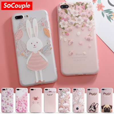 Case For iphone 7 Case Cute Cartoon Animal Back Cover Phone Cases For iphone 6 6S 6/7PLus 8 SoCouple Colorful Flower Rabbit