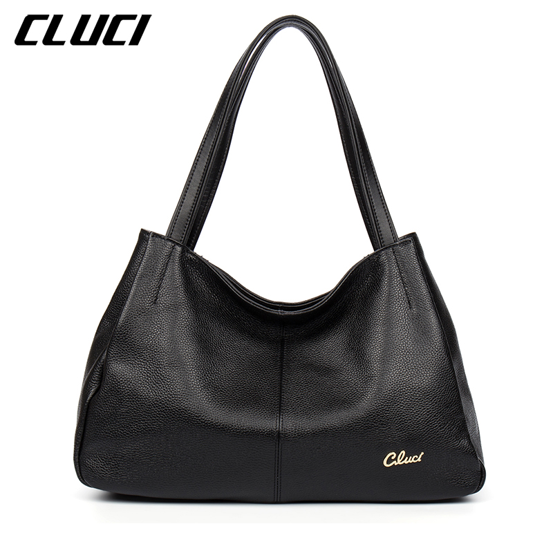 Cluci Luxury Handbags Genuine Leather Hobo Bag Elegant Vintage Soft Casual Tote Top Handle Shoulder Bags Original Design Totes