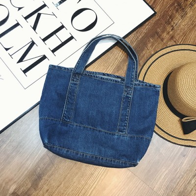 New Pattern Fashion Large Capacity Single Shoulder Handbag Concise Casual Tote Denim Bag Women