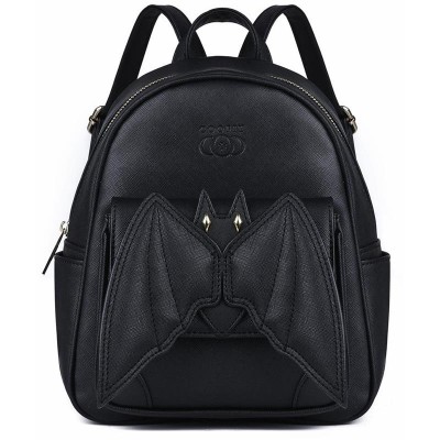 Backpack with Wings Steampunk Gothic 3D Bat Small Mini Backpack For Teenagers Girls boys Stylish Black Bat Wing Backpack PU Leather Daypack