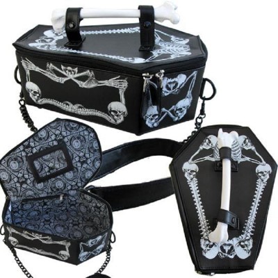 Steampunk gothic vampire bone coffin bag skull skeleton womens chain crossbody box bags rpo6 tote bat harajuku cosplay handbag 