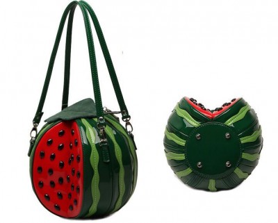 2019 fashion creative red and green color lovely round watermelon bag women cross-body fruit shaped personalized handbag 