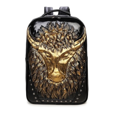 Gothic Steampunk Unique backpack cool bag steampunk fashion Women Mens 3D Tauren Backpack Rivet Emboss Shoulder Bag Animal Backpack Leather Bags