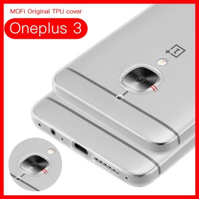 oneplus 3 case tpu back cover oneplus three accessories transparent cover mofi original ultrathin one plus a3000 cover