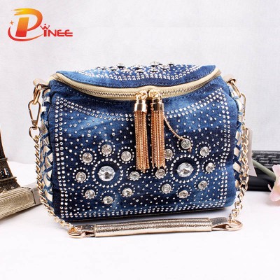 blue denim handbags