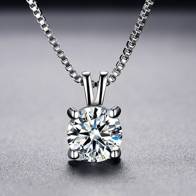 2ct Lab Diamond Solitaire Pendant Necklace 925 Sterling Silver Choker Statement Necklace Women Silver 925 Jewelry With Box Chain