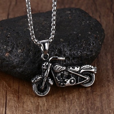 Mens Vintage Gothic Ghost Rider Pendants Stainless Steel Motorcycle motor bike Pendant Necklace