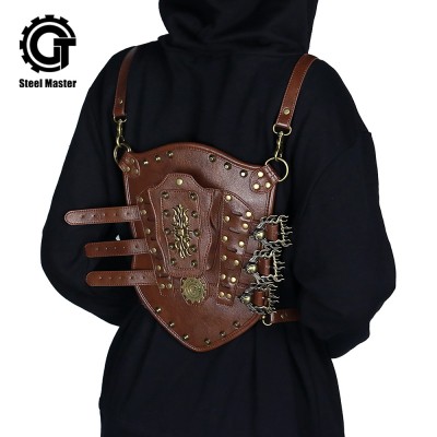 Men Women Retro Rock Original Steampunk Mini Backpack Personalized Rivet Backpack Arm Bag Mobile Phone Bag