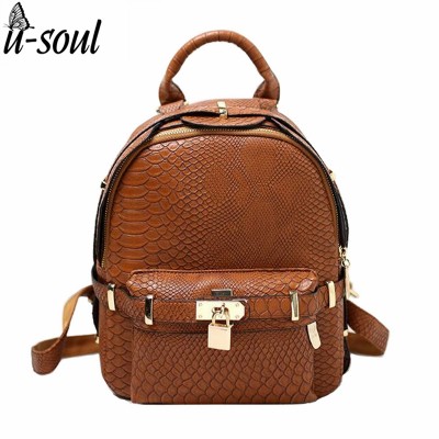 Mini Backpack Leather Female Lock Backpacks Casual Shoulder Bag School Bag For for Ladies Girl Teenager Back Pack