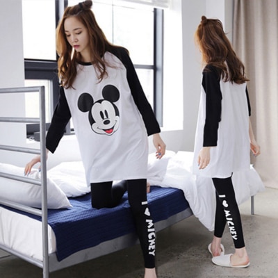 Womens Thin Pajama Sets Long Sleeve Sleepwear lovely Pyjamas Cartoon Nightwear Pajamas Tops Pants trousers