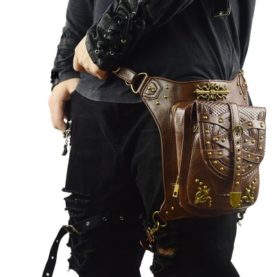 Brown Steampunk Leg Thigh Hip Holster Wallet Purse Pouch Mini Backpack Waist Packs/Messenger Bag SteamPunk Leg Thigh Bag